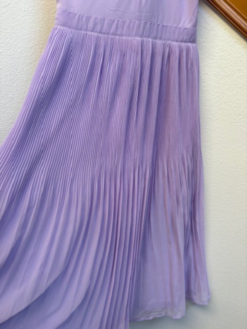 NWOT Lulus Cocktail/event dress sunburst pleats lavender chiffon never worn sz S - Picture 3 of 16